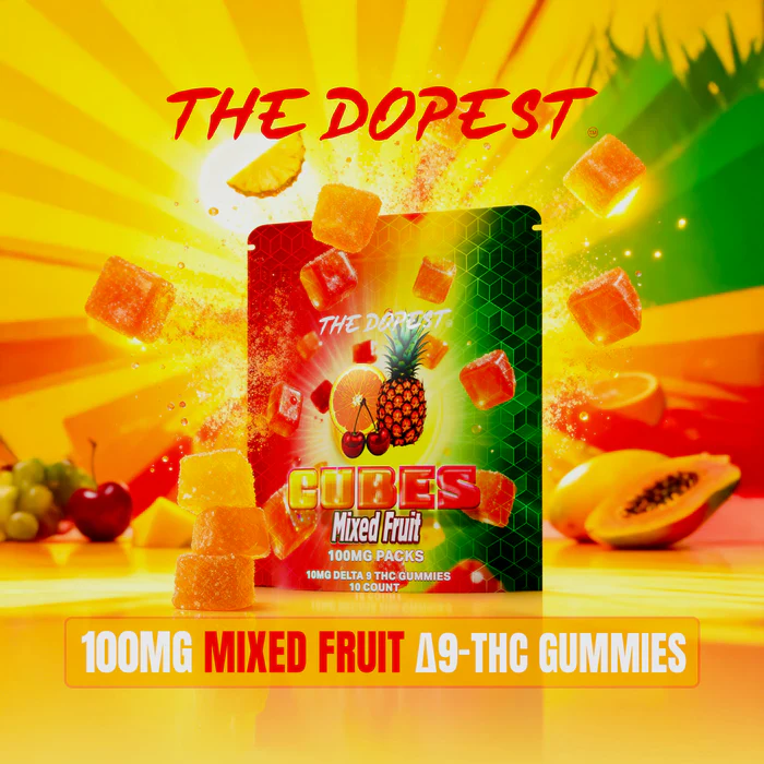 The Dopest Cubes: Mixed Fruit 100mg Delta 9 Gummies
