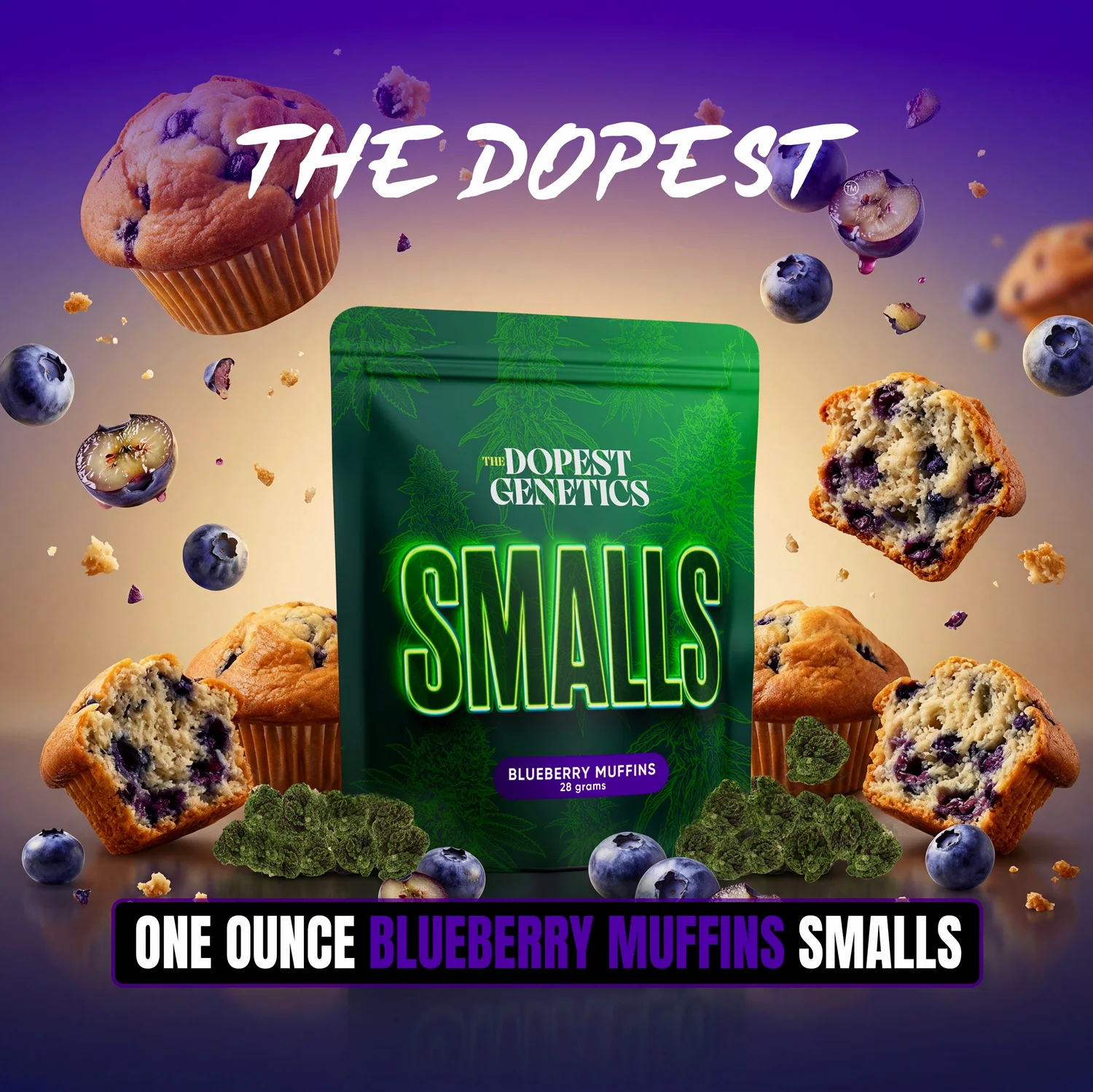 Smalls: Blueberry Muffins Indica flower 28 grams